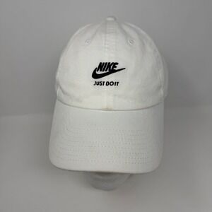 Nike Heritage86 Just Do It Swoosh Adjustable Hat White Cotton Strapback Cap
